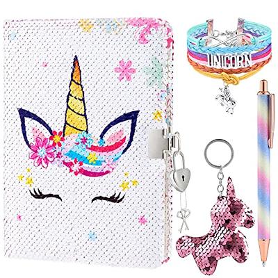 Sequins Unicorn Journal Set with Lock - Unicorn Diary for Girls