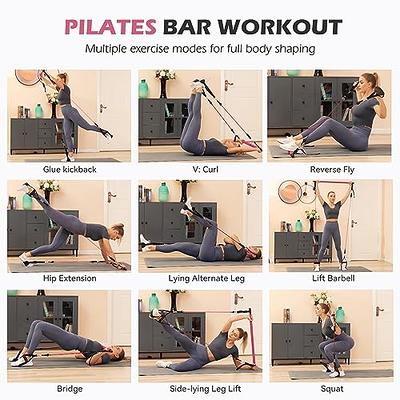 Pilates Bar Kit with Resistance Bands-Pilates Equipment for Home Workouts,  Resistance Bands with Bar, Flobody Gym Pilates, Workout Bar, Redge Fit  Portable Gym 100lbs, Stretch Bar, Resistance Band Bar : : Sporting