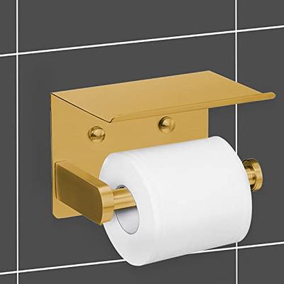 VAEHOLD Self Adhesive Toilet Paper Holder with Phone Shelf Stainless Steel  Wall Mounted Toilet Paper Roll Holder - Rustproof and Bathroom Washroom Tissue  Roll Holder with Storage Shelf - Gold - Yahoo Shopping