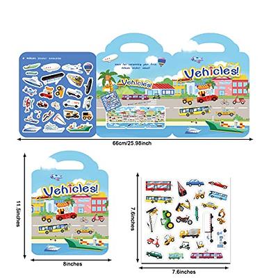 Reusable Sticker Book for Kids 2-4, Vehicles Truck Stickers Educational  Learning