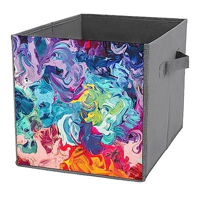 Qumstemily Turquoise Teal Storage Bins for Shelves, Grey Abstract