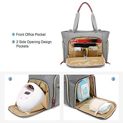 Breast Pump Bag, LOVEVOOK Diaper Bag Tote 3Pcs Set, Work Bag for  Breastfeeding Mom with 15 Laptop Pocket, Cooler Bag & Changing Pad Fit  Most Breast Pumps Like Spectra S1/S2, Medela, Rainyb