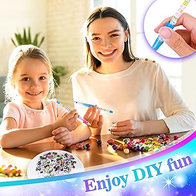 Kosiz 60 Pieces Plastic Beadable Pen Bead Ballpoint Pen Black Ink Beaded  Pens for Kids Students Presents Office School Supplies (Rainbow,Simple)