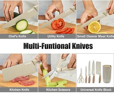 Knife Set, 6-Piece Khaki Professional Kitchen Knife Set for Chef, Super  Sharp Knife Set with Universal Knife Block, Anti-Rust Stainless Steel  Kitchen Knife Block Set, Ergonomical Design (Khaki) - Yahoo Shopping