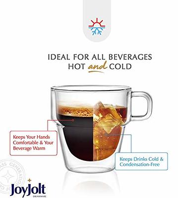 JoyJolt Stoiva Stackable Double Wall Insulated Espresso Glasses, 5 oz Set of 4, Clear