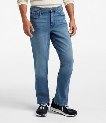 Men's BeanFlex Jeans, Standard Athletic Fit, Straight Leg Medium Wash 42x32, Denim Cotton Blend | L.L.Bean