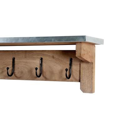 Alaterre Millwork 40 Wood and Zinc Metal Bench with Coat Hook
