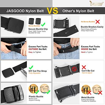 Men's Canvas Belt Plastic Buckle Metal-Free Military Tactical Waist Belt  Outdoor Hiking Webbing Belt, 6 Colors Available