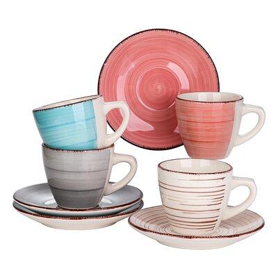 Update International 3-oz Ceramic Tiara Espresso Cup and Saucer Set (2-Pack)