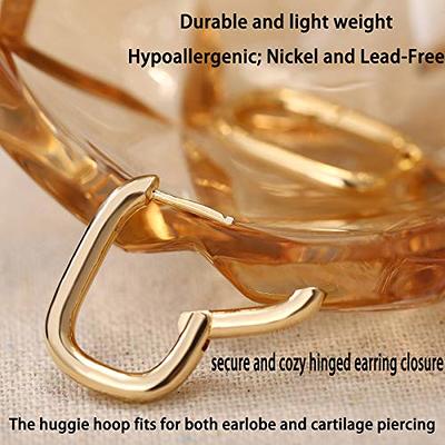 Gold Chunky Hoop Earrings Set for Women, 14K Gold Plated Twisted Huggie  Hoop Earring Hypoallergenic, Thick Open Hoops Set Lightweight