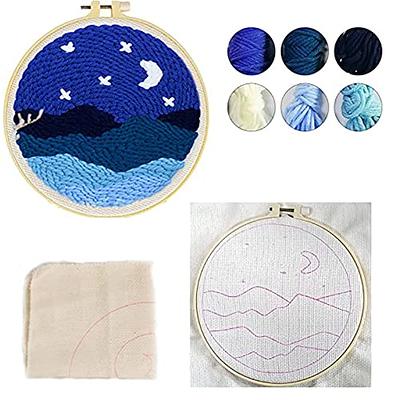 2 Pack Punch Needle Embroidery Starter Kits for Kids and Adults Beginners  with Punch Needle Tool,Threader, Stamped Fabric Embroidery,Hoop,Pen, Tulip  