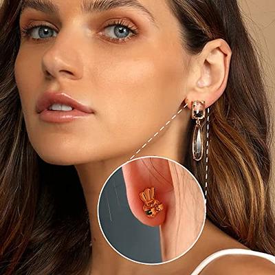  8 Pairs Earring Backs for Heavy Earrings,White Gold Plated  Earring Lifters for Droopy Ears, Hypoallergenic Adjustable Earring Liffters  Backs for Heavy Earring