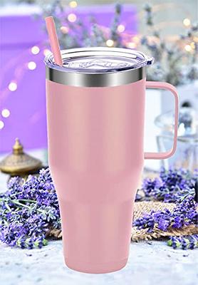 Meoky 40oz Tumbler with Handle, Leak-proof Lid and Straw, Insulated Lilac