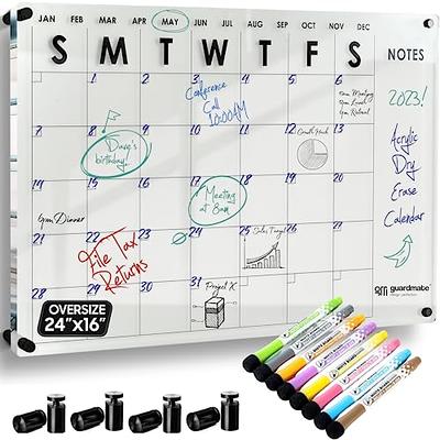 Oversize Premium Acrylic Calendar for Wall Dry & Erase, Large 24x16