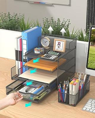 VIVSOL Grey Desk Organizer with Mesh File Holder, 4-Tier Office Supplies  Desk Organizers and Accessories with Sliding Drawers & Pen Holder, Desk  File Organizer and Storage for Office, School, Home - Yahoo