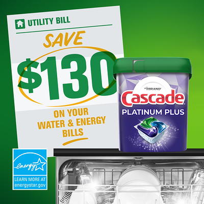 Cascade Platinum Dishwasher Detergent, Lemon Scent, Actionpacs - 62 actionpacs, 979 g