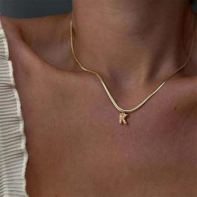 FISSEN Jewelry Layered Initial Necklaces for Women 14K Gold Plated Letter Necklace Dainty Gold Layering Necklaces for Women Trendy Initial Choker