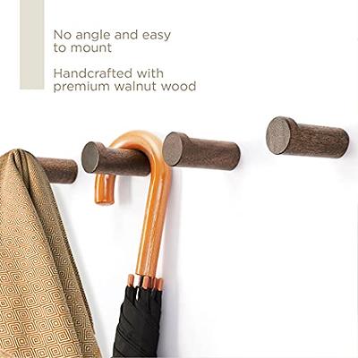 Wall Coat Hook Rack - Set Of 3 - Black Walnut Wood Black Metal Decorative  Hat Hooks For Hanging Coats - Hat Hangers For Wall