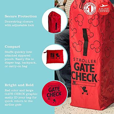 JL Childress Gate Check Bag for Single & Double Strollers - Stroller Bag  for Airplane - Large Air Travel Stroller Bag - Red
