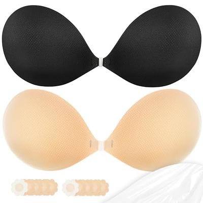 BIMEI Sticky Bra Strapless Backless Adhesive Invisible Lift up Bra Push up  Bra for Backless Dress,1 Pair,Black,B Cup 