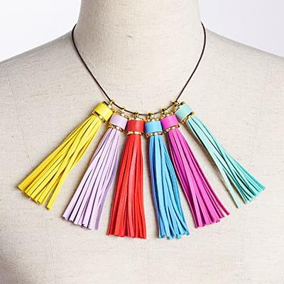  Keychain Tassels Leather Tassel Pendants with Silver