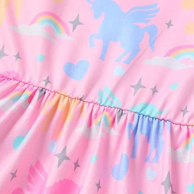 Summer Dress for Girls Baby Pink Unicorn Dresses Birthday Party