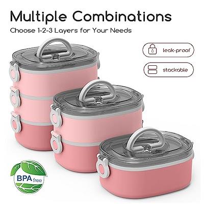 KHOXU Bento Lunch Box, Stackable 3 Layers Bento Box Adult Lunch Box, 94OZ  Large Capacity Lunch Containers, Lunch Box Kids with Accessories Kit ,  Leak-Proof, Food-Safe Materials, Pink - Yahoo Shopping