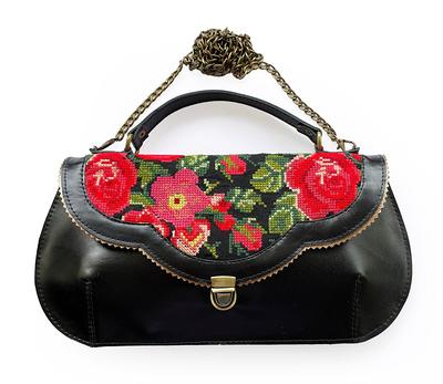 S black leather Rose bag