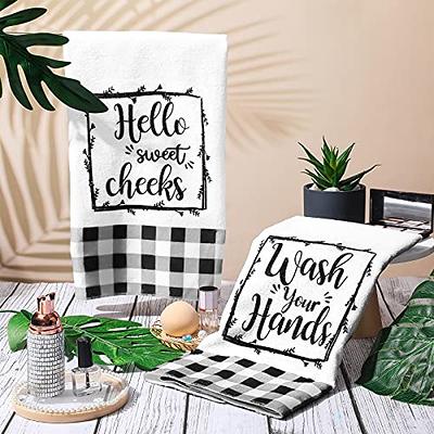 2 Pieces Funny Hand Towels with Sayings Hello Sweet Cheeks Wash Your Hands  Bathroom Hand Towels Rustic Cute Dish Kitchen Towels for Bathroom Home