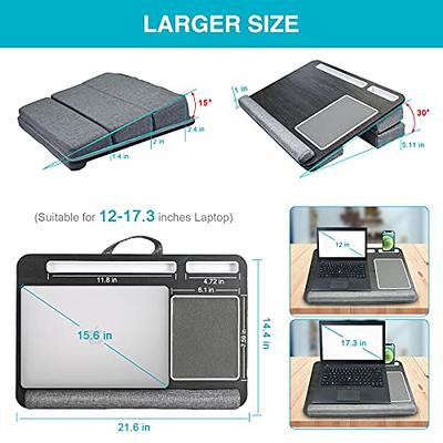 Lap Laptop Desk - Portable Lap Desk with Pillow Cushion, Fits up to 15.6  inch Laptop, with Anti-Slip Strip & Storage Function for Home Office  Students