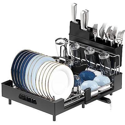 Cibert Dish Drying Rack with Drainboard, 2 Tier Dish Racks for