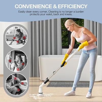 Electric Spin Scrubber, Cordless Power Shower Cleaning Brush,Bathroom  Scrubber with Long Handle, 7 Replaceable Brush Heads,Tile Baseboard Car Tub