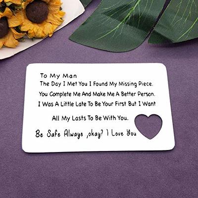 Mens Valentines Gifts for Him Boyfriend Husband Anniversary Metal Wallet Card Insert Gift Birthday Wedding Engagement Engraved I Love You Gifts from