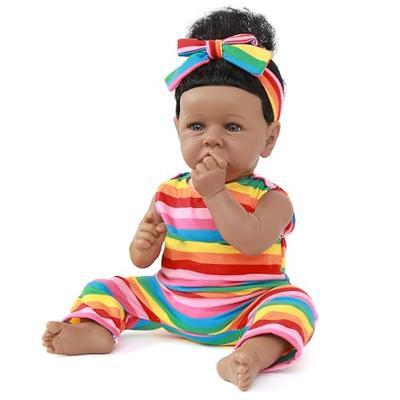 Aori Black Reborn Baby Doll 22 Inch African American Lifelike Sleeping  Dolls Look Real with Doll Accessories