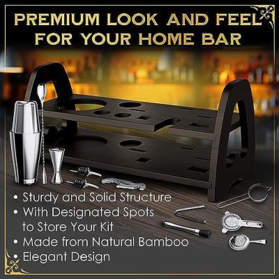 Aberdeen Oak Mixology Bartender Kit - Extra Thick Stainless Steel Cocktail  Shaker Set for Mixing - Includes XL Boston Shaker & Premium Bamboo Stand 