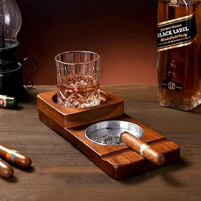 Cigar Ashtray Coaster Whiskey Glass Tray & Wooden Ash Tray with