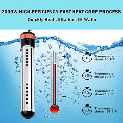 Immersion Water Heater, 2000W Portable Electric Instant Bucket Heater with  Digital LCD Thermometer, Stainless Steel Guard Anti-scalding Submersible Water  Heater for Bathtub Hot Tub Pool, UL Listed 