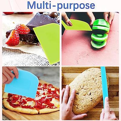 2 PCS Plastic Dough Scraper Bowl Scraper, Food-Grade Bench Scraper,  Flexible Dough Cutter, Multipurpose Food Scrappers - White