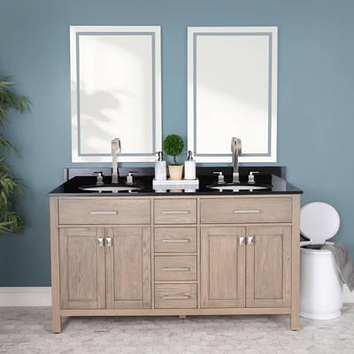 Cora 36 inch Solid Oak Bathroom Vanity with Rectangular Undermount Sink - Navy by Randolph Morris RMAST-36NB-SQWH