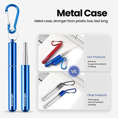 2 Pack Reusable Metal Straws Collapsible Stainless Steel Drinking