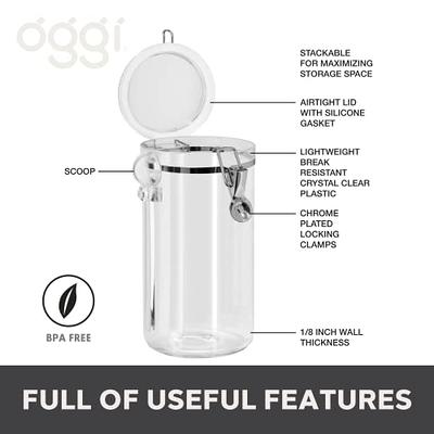 Oggi 5pc Clear Canister Set with Clamp Lids Airtight Containers in Sizes  Ideal for Kitchen & Pantry Storage of Bulk, Dry Foods Including Flour 