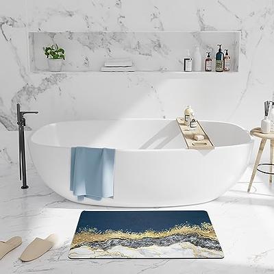 GOYLSER Navy Bathroom Rug Super Absorbent Luxury Bath Mat, Thin Bathroom Rugs Dry Fast Home Floor Mats, Water Absorbing Bath Mat with Rubber Backing