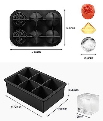 Bourbon Ice Cube Trays Giant Square 2.2 Whiskey Molds 6 cubes