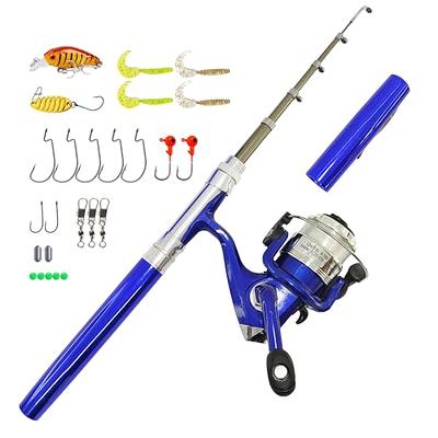 LEOFISHING One-Peice Winter Ice Fishing Rod and Reel Combos Easy to See  Strike Tips Spinning Ice Fishing Pole with Complete Kits JIG Soft Lures  Spoon A Carrier Bag and A Protect Tube