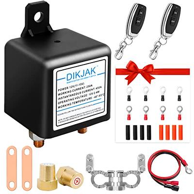 DIKJAK DC12V 250A Remote Battery Disconnect Switch for Car RV Kill Switch  Battery Switch, Remote Control