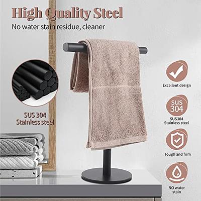 NearMoon Hand Towel Holder with Balanced Marble Base, 304 Stainless Steel Stand  Towel Ring L Shape