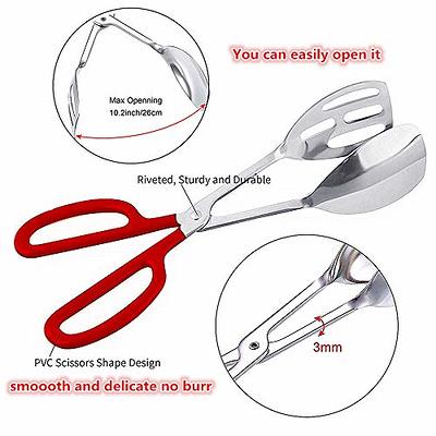 Hiash Food Tongs, Heavy Duty Stainless Steel Kitchen Tongs for Cooking, Barbecue, Serving Scissors Tongs - Buffet Pliers 9 inch