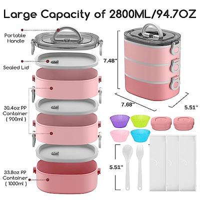 Bento Lunch Box Kit for Adult 2 Set, 4 Compartment 1.3L Leak Proof