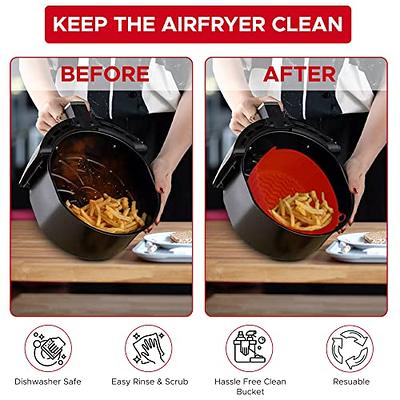 2Pcs Air Fryer Silicone Pot with Handle Reusable Air Fryer Liner Heat  Resistant Air Fryer Silicone Basket 7.87inch Round Baking Pan Air Fryer
