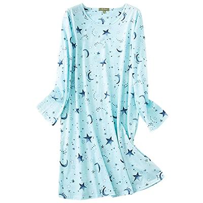 Womens Long Sleeve Nightgowns Sleep Shirts Cotton Night Shirts Night Gown  Soft House Dresses Ladies Night Dress Long Green Star M - Yahoo Shopping